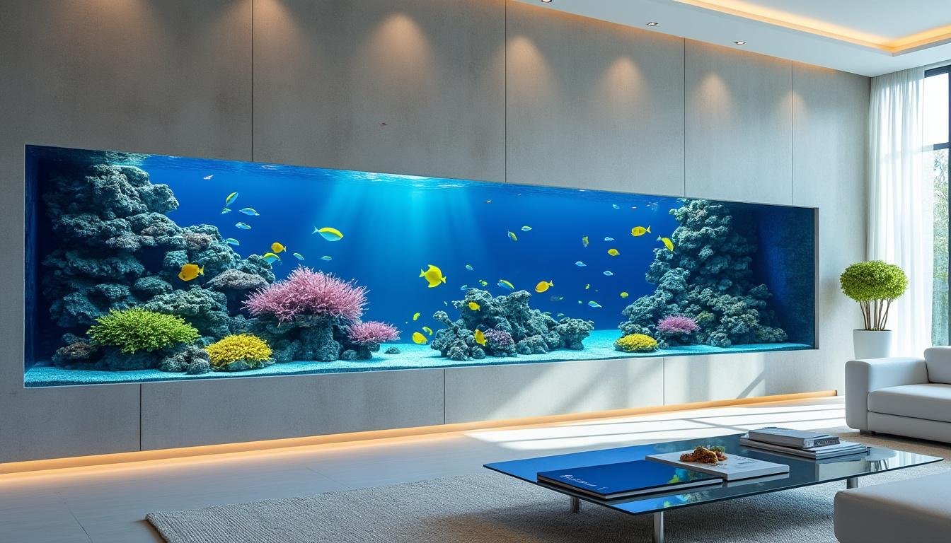 découvrez notre guide complet sur les aquariums muraux et encastrés : contraintes, prix, et faisabilité pour choisir l'installation idéale.